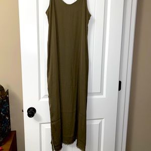 Olive flowy slip dress